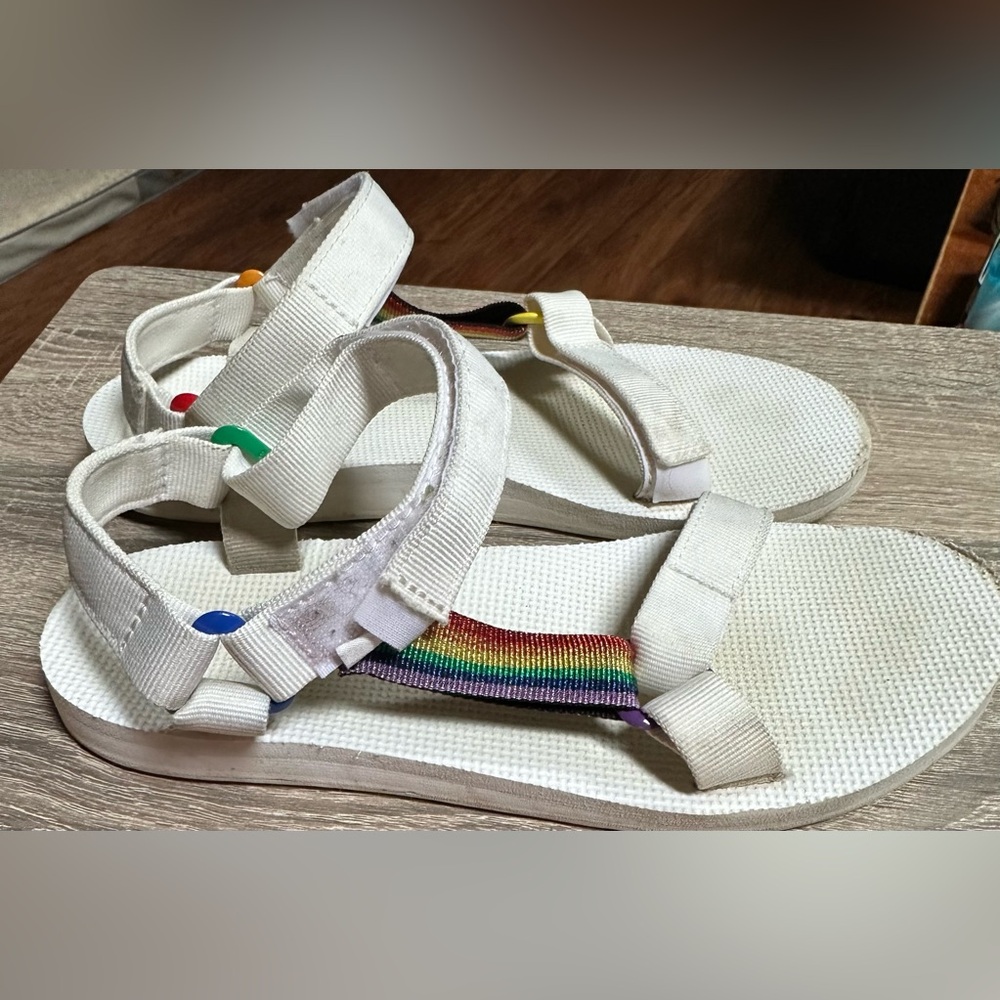 Teva‎ Womens Original Universal Pride White Flatform Sandals Size 10 1125890 - Picture 3 of 6